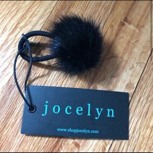 Jocelyn black mink hair tie nwt